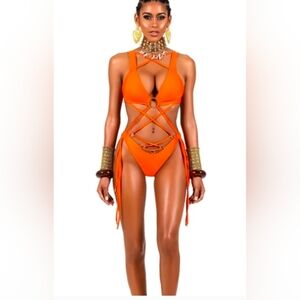 BFYNE One-piece bathing suit in orange, size medium